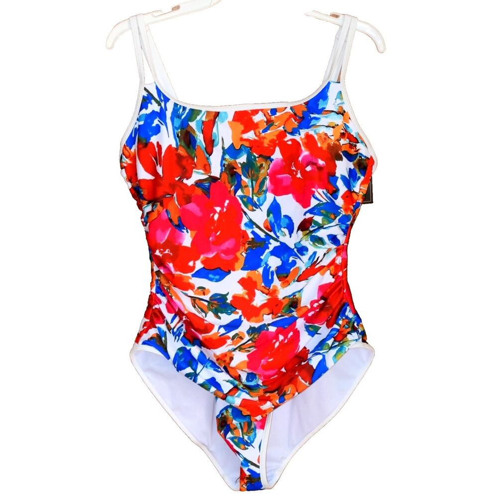 Aidonger One‑Piece Swimsuit Women’s Size Large Tropical Floral Print Resort Wear